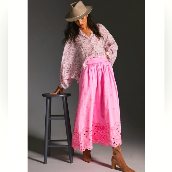 Anthropologie NWT Farm Rio Eyelet Maxi Skirt Size XS. - Picture 2 of 11